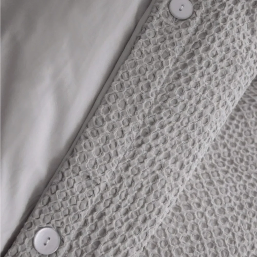 NWT Quince Twin Organic Luxe Waffle Duvet Cover Set With Sham in Light Grey